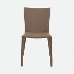 Mandal Leather-Effect Microfibre Taupe Chair with Iron Frame