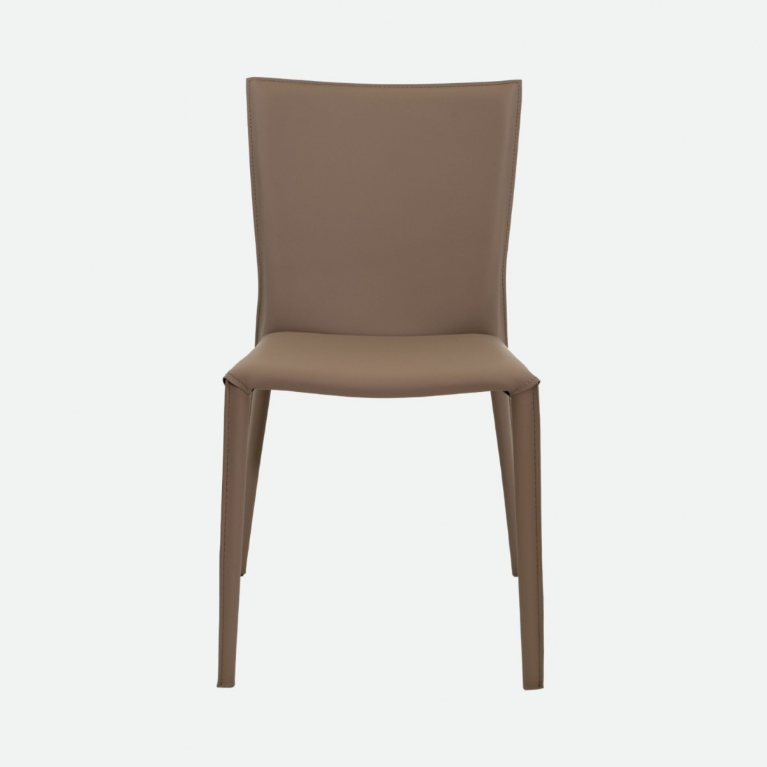 Mandal Leather-Effect Microfibre Taupe Chair with Iron Frame