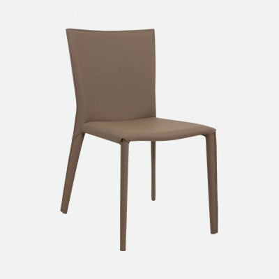 Mandal Leather-Effect Microfibre Taupe Chair with Iron Frame Mandal Leather-Effect Microfibre Taupe Chair with Iron Frame
