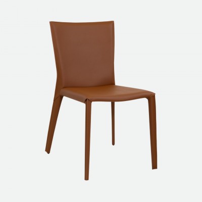 Mandal Orange Leather-Effect Microfibre Chair with Iron Frame