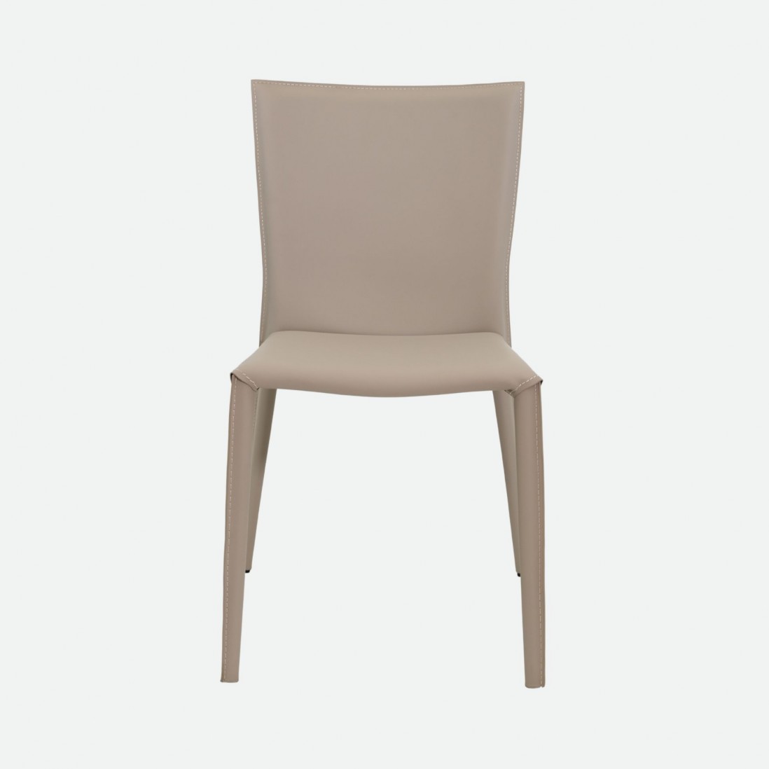 Mandal Leather-Effect Microfibre Beige Chair with Iron Frame
