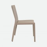 Mandal Leather-Effect Microfibre Beige Chair with Iron Frame