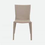 Mandal Leather-Effect Microfibre Beige Chair with Iron Frame