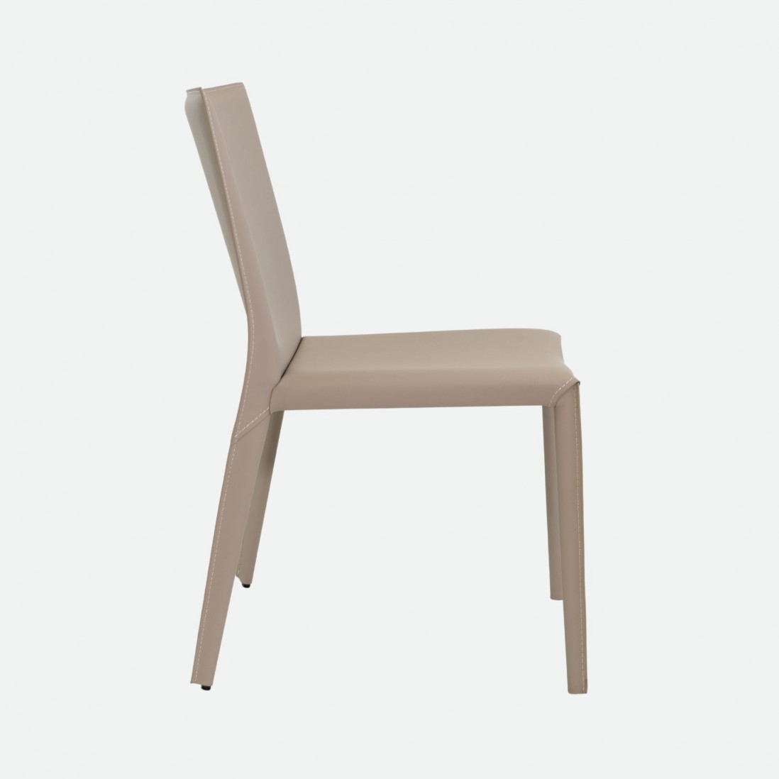 Mandal Leather-Effect Microfibre Beige Chair with Iron Frame