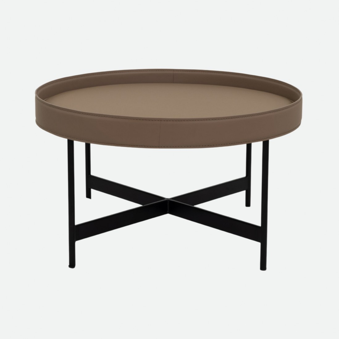 Arendal Taupe Leather-Effect Microfibre Coffee Table with Metal Frame