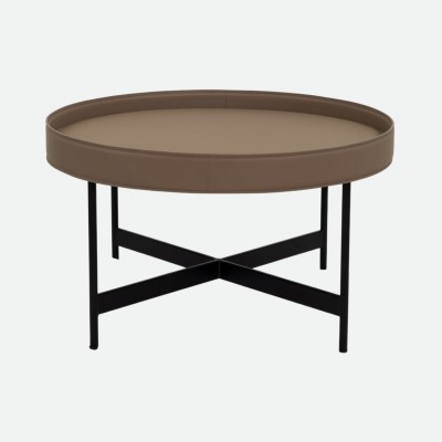Arendal Taupe Leather-Effect Microfibre Coffee Table with Metal Frame Arendal Taupe Leather-Effect Microfibre Coffee Table with Metal Frame