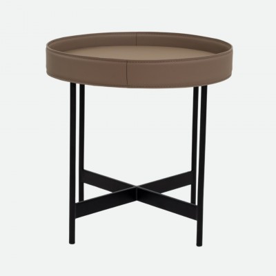 Arendal Taupe Leather-Effect Microfibre Coffee Table with Metal Frame Arendal Taupe Leather-Effect Microfibre Coffee Table with Metal Frame