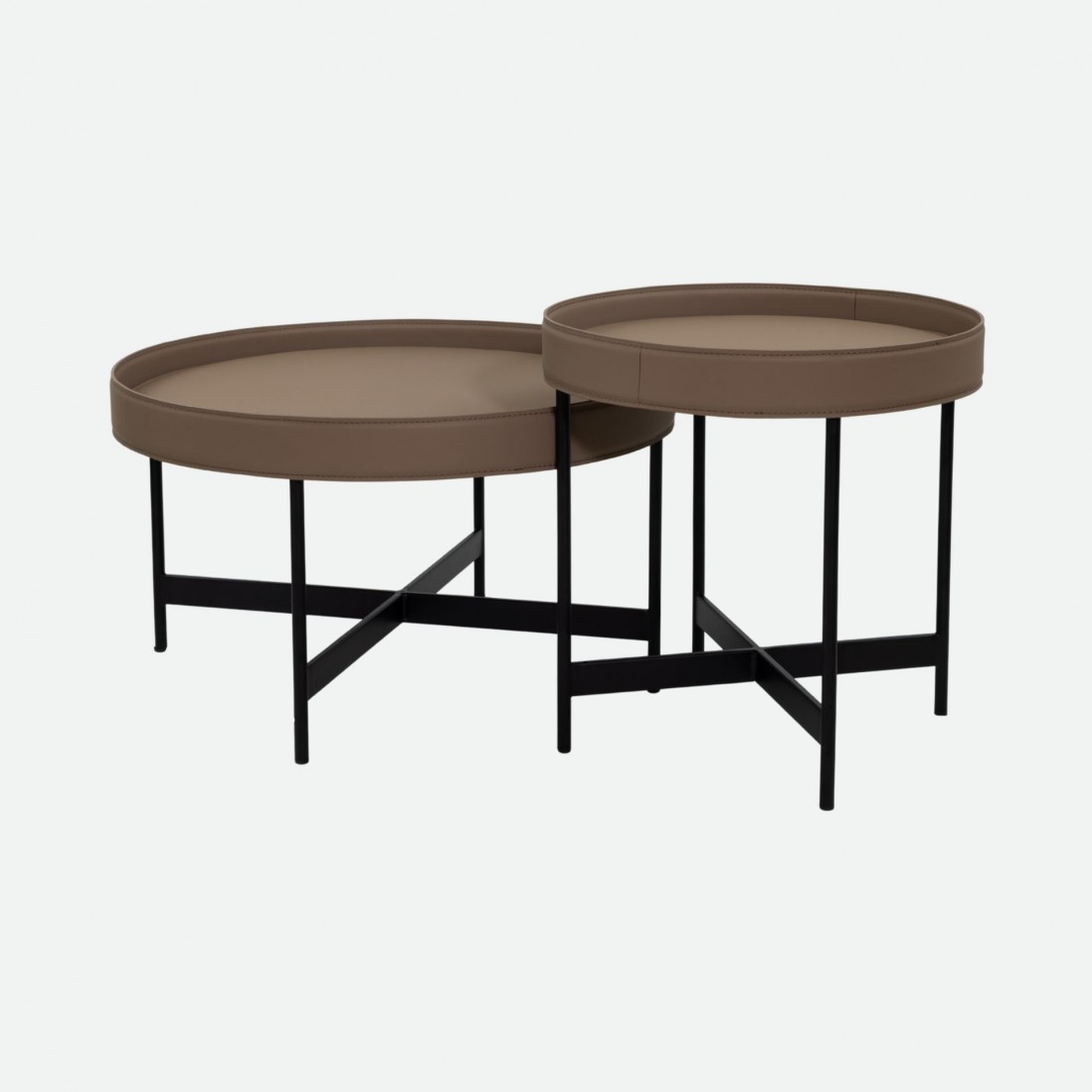 Arendal Taupe Leather-Effect Microfibre Coffee Table with Metal Frame