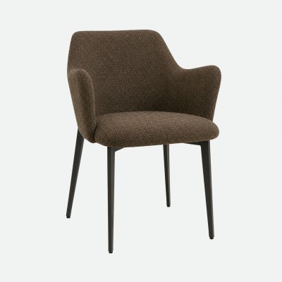 Kiel Brown Fabric Chair with Copper Metal Legs