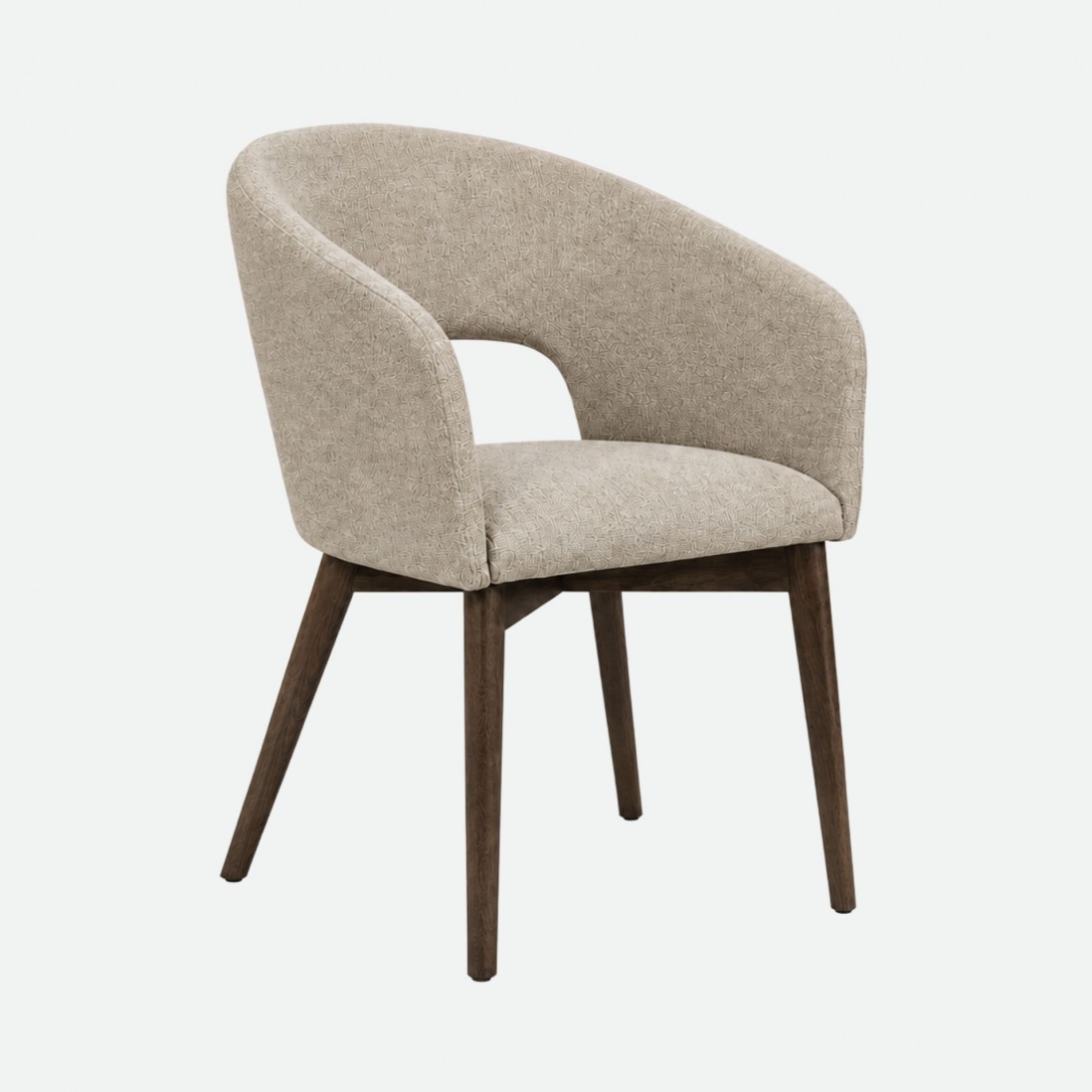 Fulda Beige Fabric Chair with Ash Wood Legs