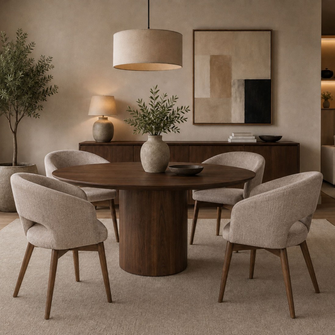 Fulda Beige Fabric Chair with Ash Wood Legs
