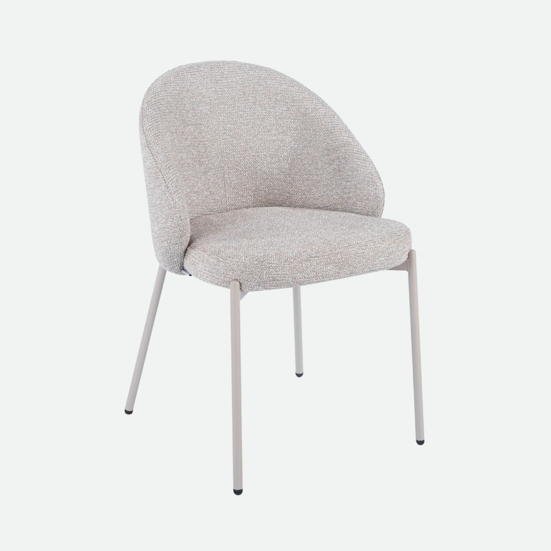 Prum Dining Chair Beige Fabric and Beige Metal Legs