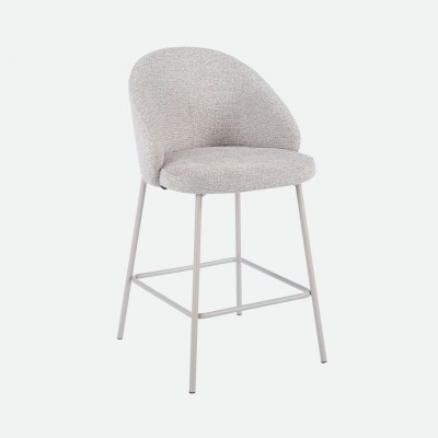 Prum Bar Stool in Beige Fabric with Beige Metal Legs Prum Bar Stool in Beige Fabric with Beige Metal Legs