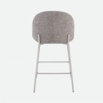 Prum Bar Stool in Brown Fabric with Beige Metal Legs