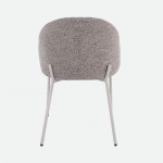 Prum Dining Chair with Brown Fabric and Beige Metal Legs