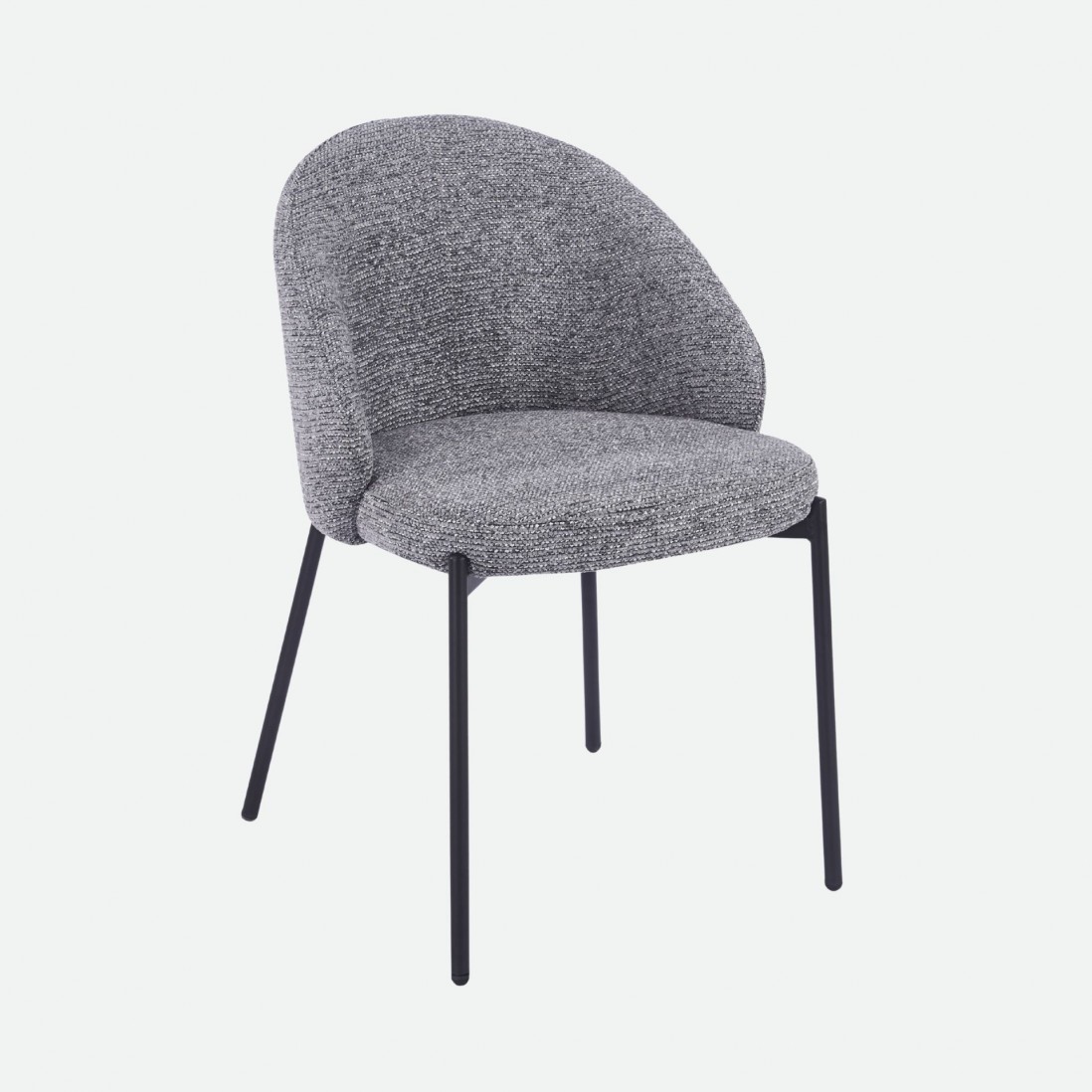 Prum Chair in Grey Fabric with Black Metal Legs