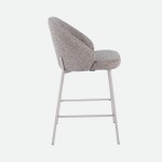 Prum Bar Stool in Brown Fabric with Beige Metal Legs