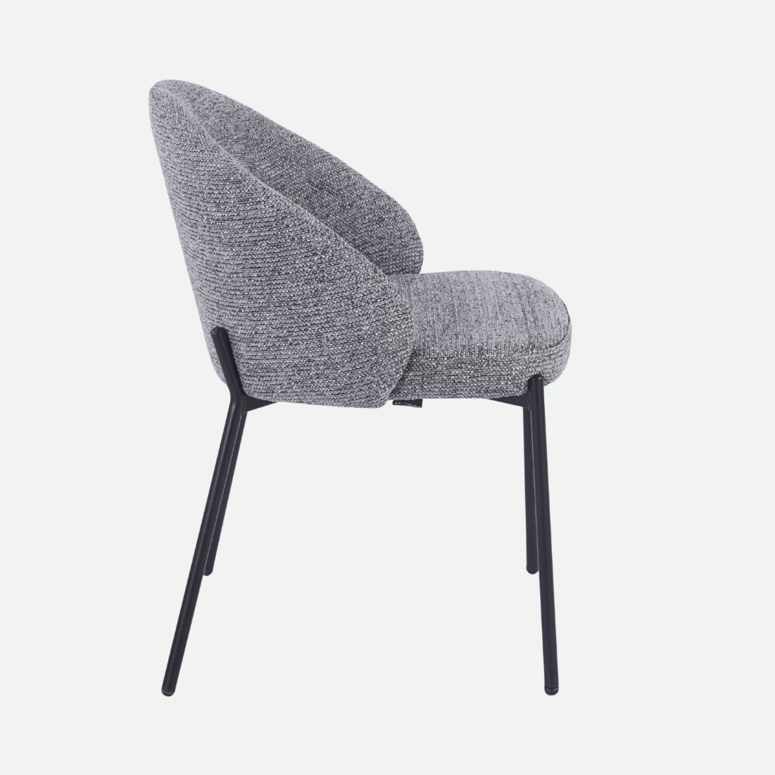 Prum Chair in Grey Fabric with Black Metal Legs