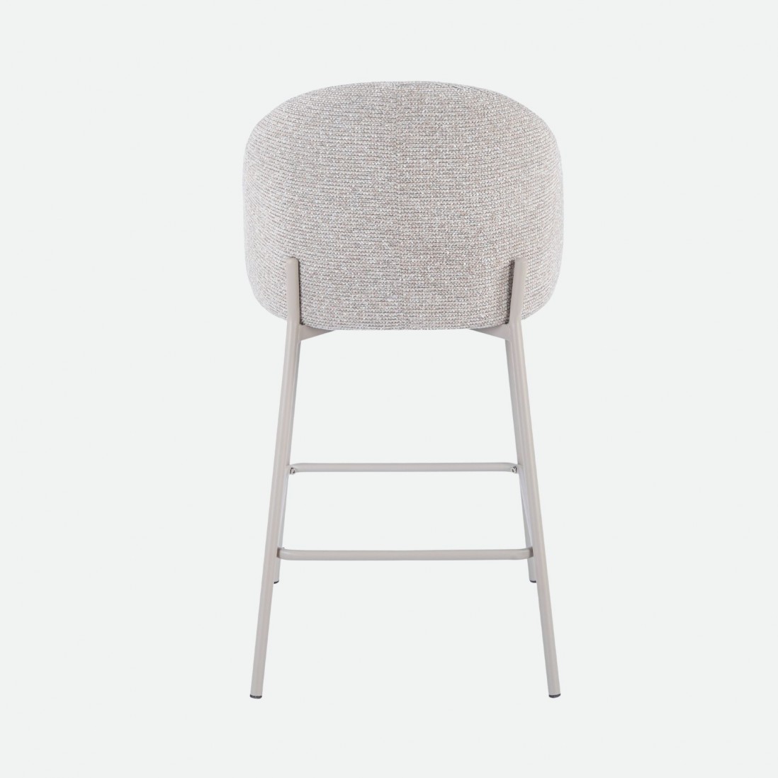 Prum Bar Stool in Beige Fabric with Beige Metal Legs