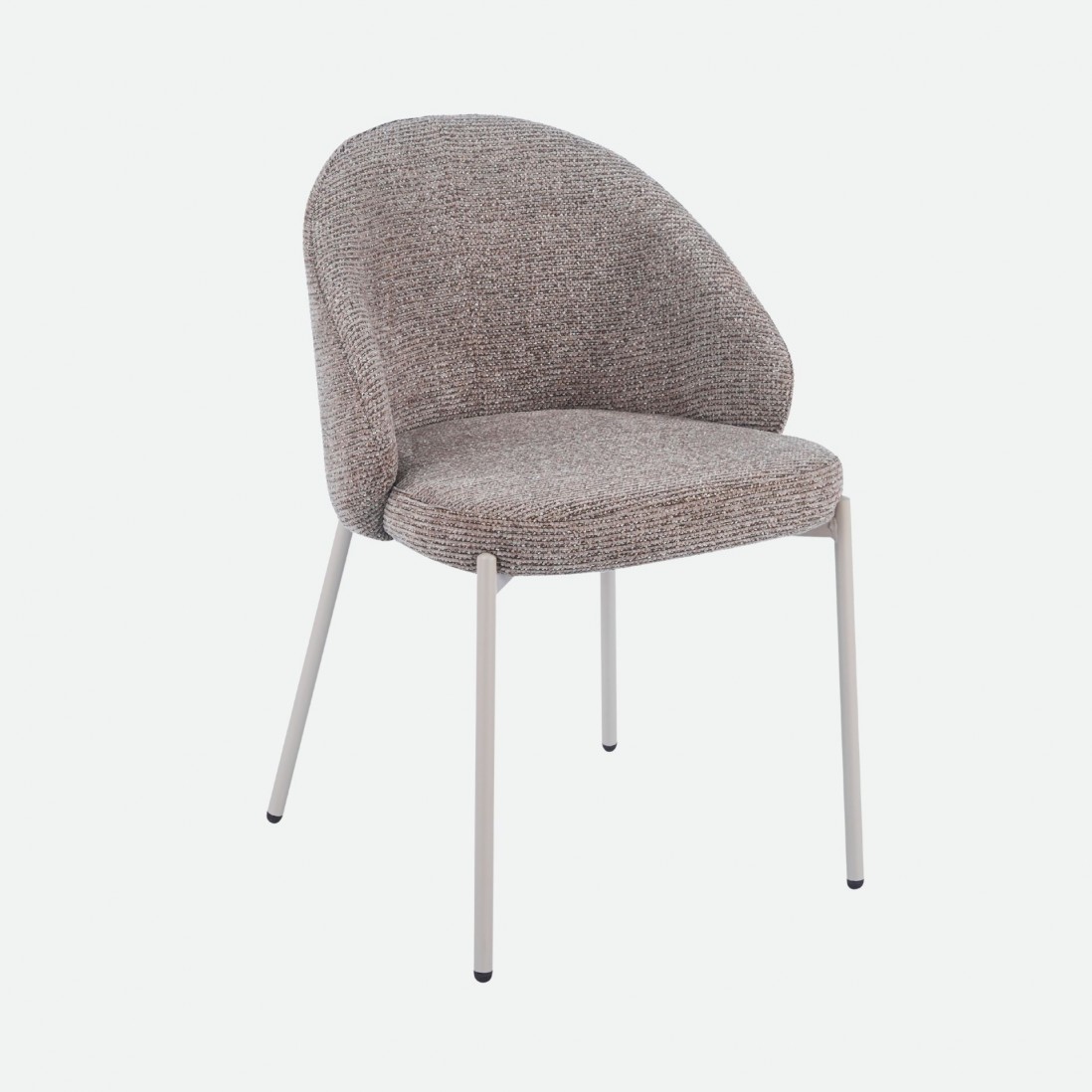 Prum Dining Chair with Brown Fabric and Beige Metal Legs