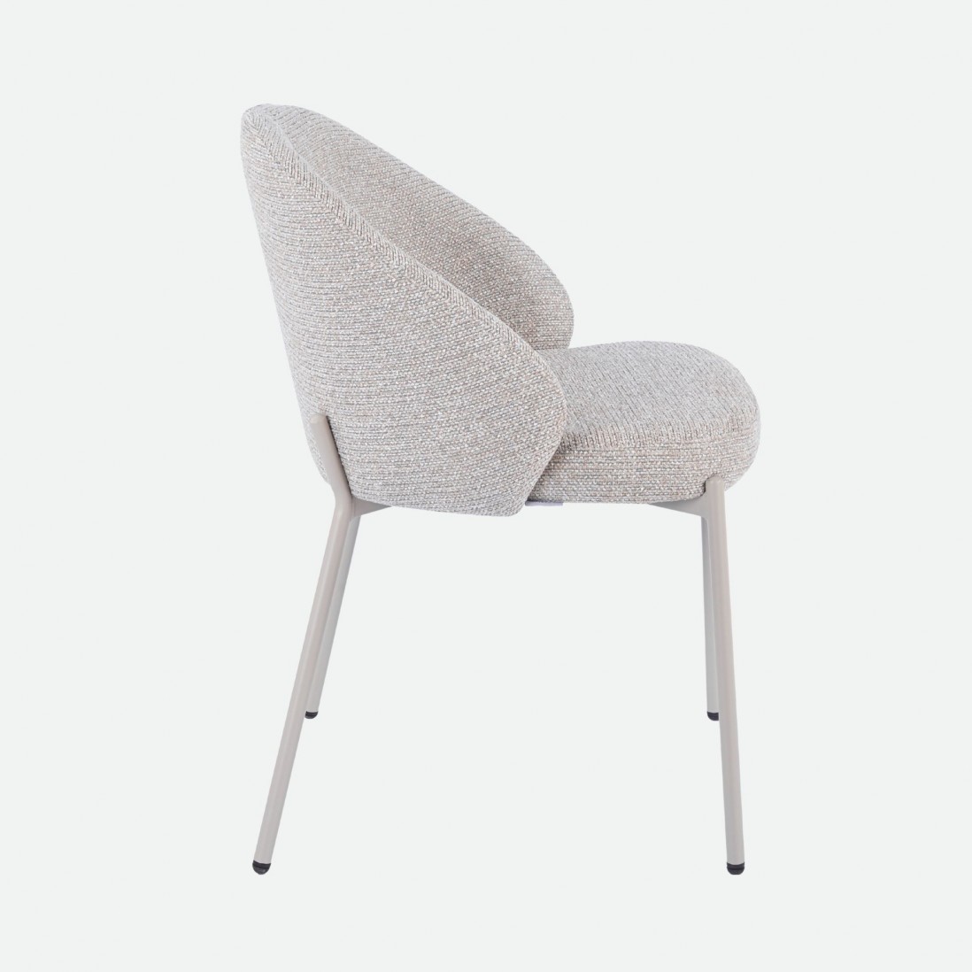 Prum Dining Chair Beige Fabric and Beige Metal Legs