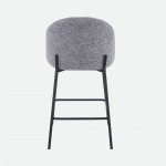 Prum Bar Stool in Grey Fabric with Black Metal Legs