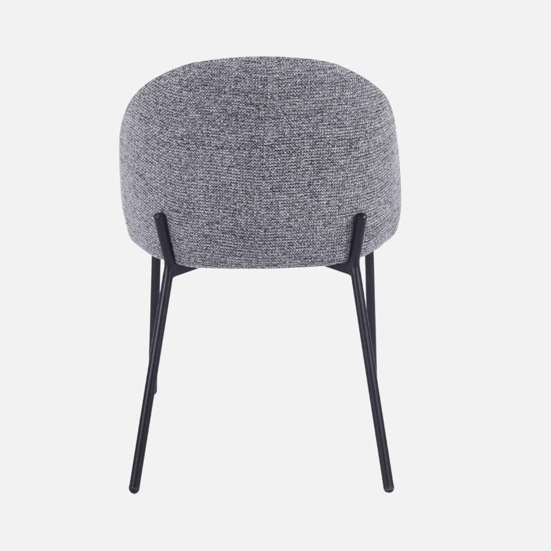 Prum Chair in Grey Fabric with Black Metal Legs