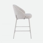 Prum Bar Stool in Beige Fabric with Beige Metal Legs