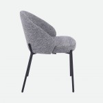 Prum Chair in Grey Fabric with Black Metal Legs