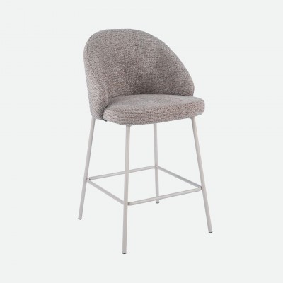 Taburete Alto Prum tapizado en tela marr�n con patas de metal beige Taburete Alto Prum tapizado en tela marr�n con patas de metal beige