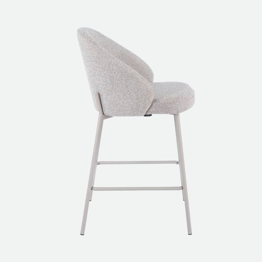Prum Bar Stool in Beige Fabric with Beige Metal Legs
