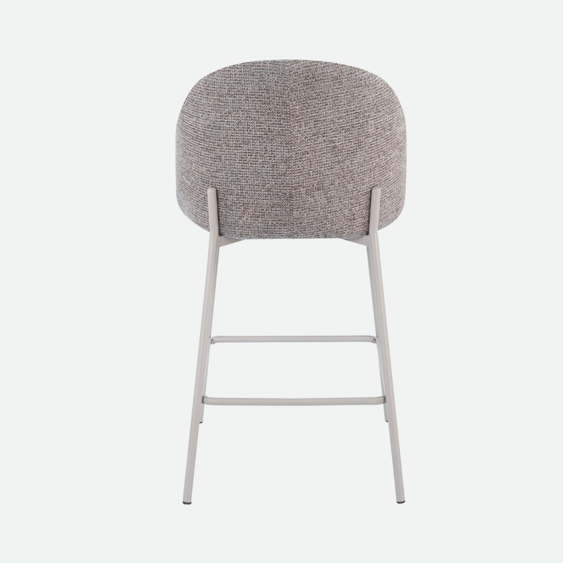 Prum Bar Stool in Brown Fabric with Beige Metal Legs