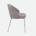 Prum Dining Chair with Brown Fabric and Beige Metal Legs