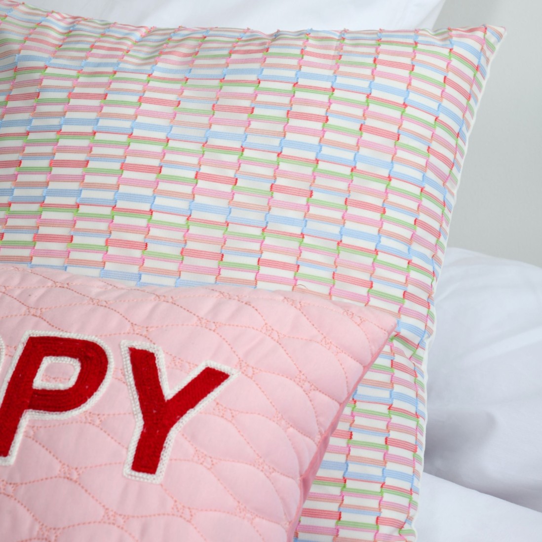 Punky Pink Geometric Embroidered Cushion 45 x 45 cm