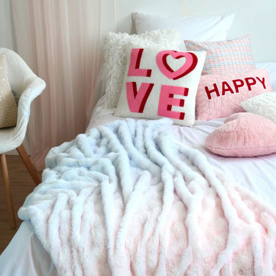Punky Pink Geometric Embroidered Cushion 45 x 45 cm