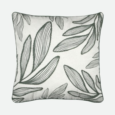 Benali Green Floral Embroidered Cushion 50 x 50 cm