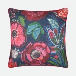 Almofada Belissima com Padr�o Floral Azul 50 x 50 cm