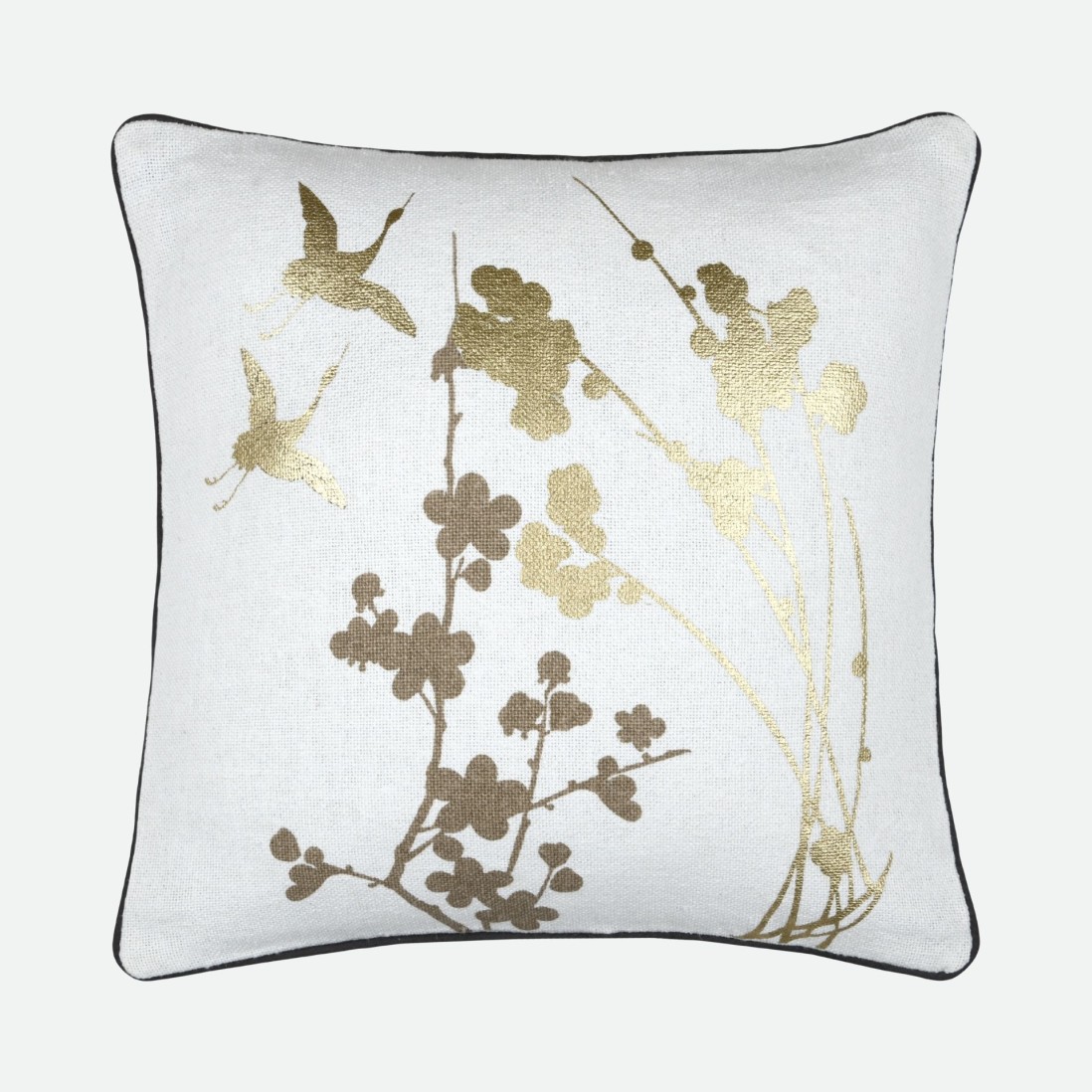 Almofada Zen com Padr�o Floral Dourado 45 x 45 cm