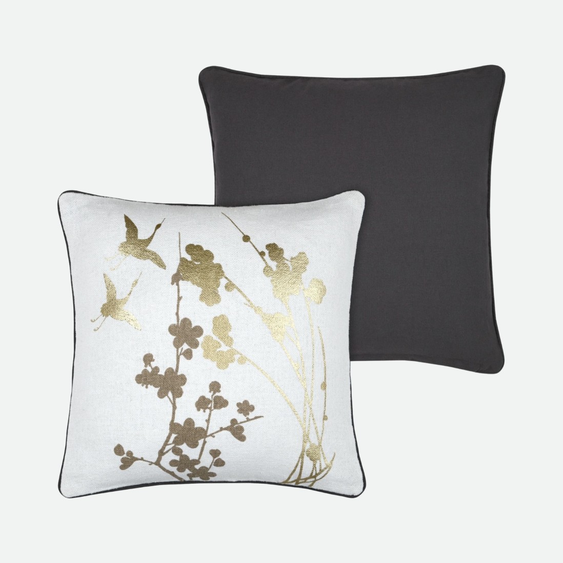 Almofada Zen com Padr�o Floral Dourado 45 x 45 cm
