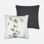 Almofada Zen com Padr�o Floral Dourado 45 x 45 cm