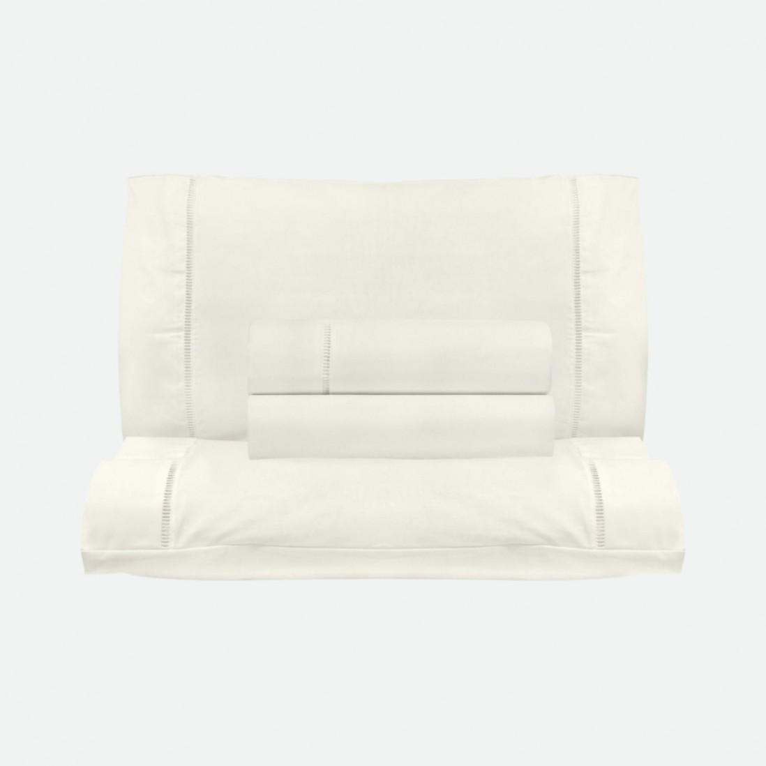 Escada 100% Cotton 4 Piece Double Bed Set Pearl White
