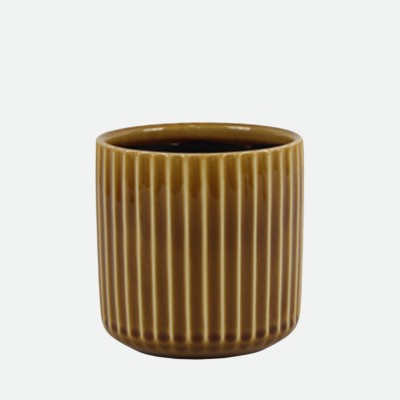 Floreira Decorativa Botanica em Cer�mica Amarela 21 cm
