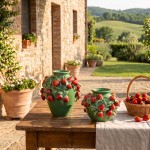 Strawberries Decorative Ceramic Pot 18 cm