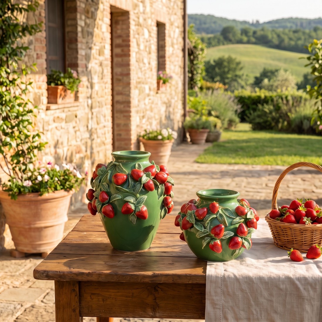 Strawberries Decorative Ceramic Pot 18 cm