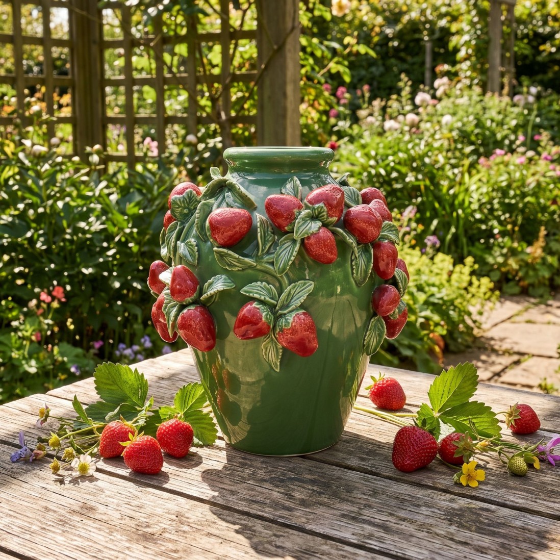 Strawberries Decorative Ceramic Pot 38.5 cm