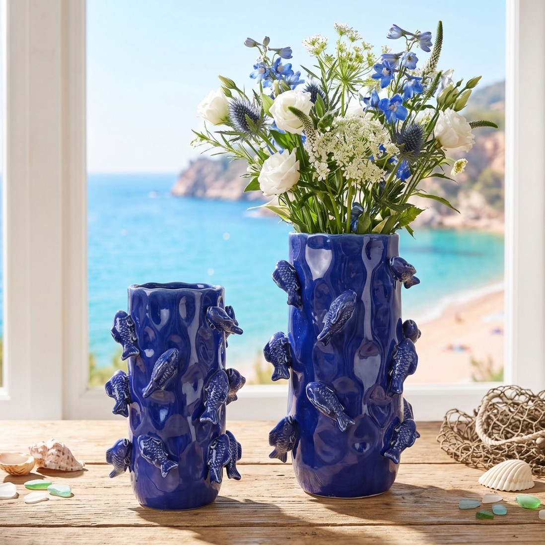 Fishes Decorative Ceramic Vase 30.5 cm