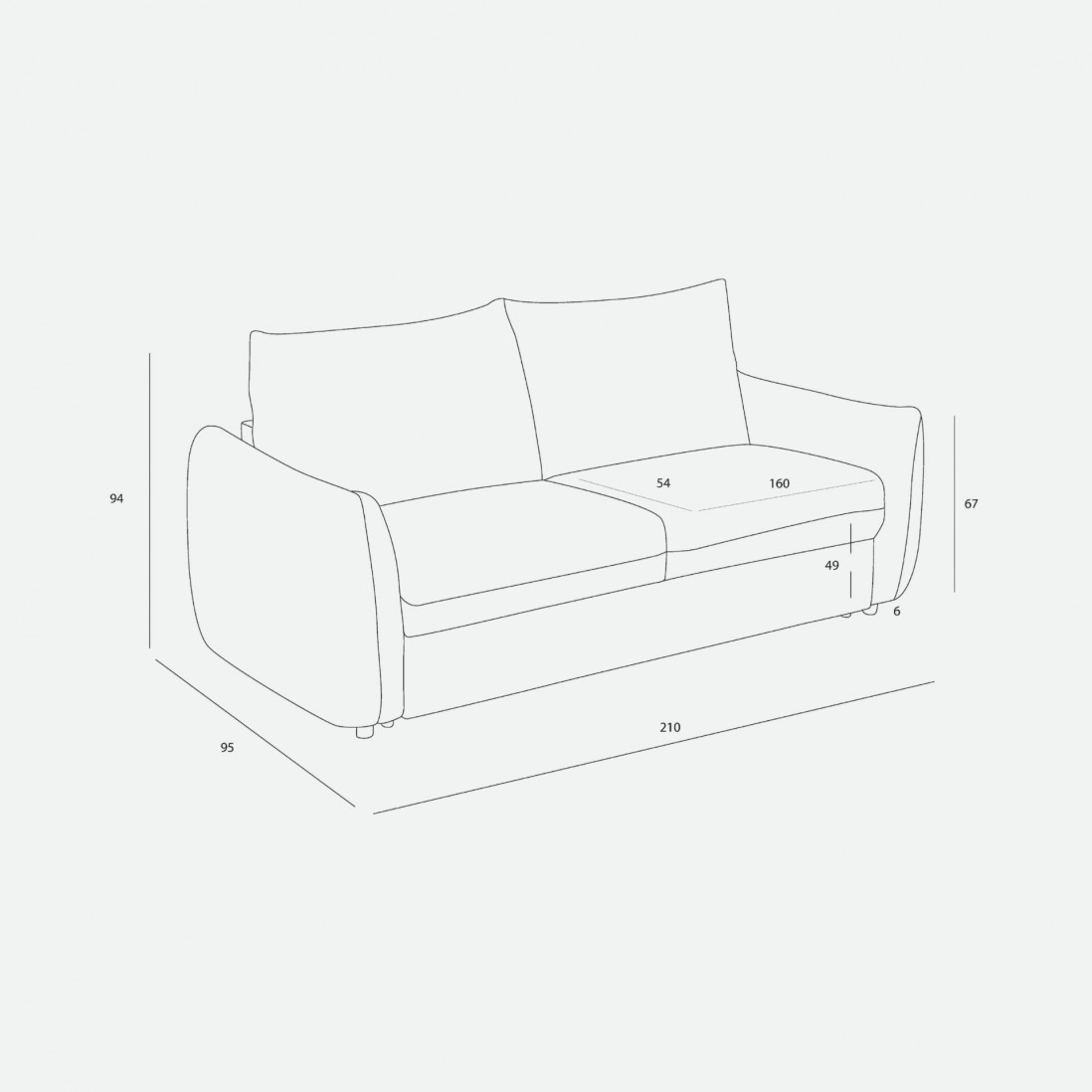 Sof� cama ORIA 3 lugares taupe