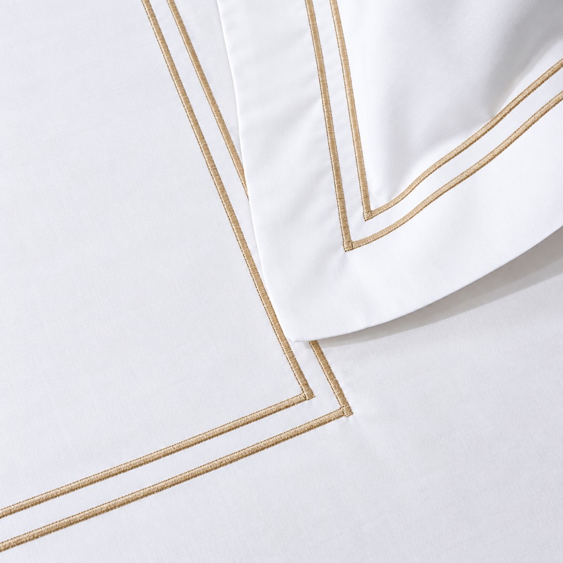 Double Border Duvet Cover 100% Cotton White and Beige for Double Bed