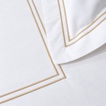 Double Border Duvet Cover 100% Cotton White and Beige for Double Bed