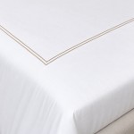 Double Border Duvet Cover 100% Cotton White and Beige for Double Bed